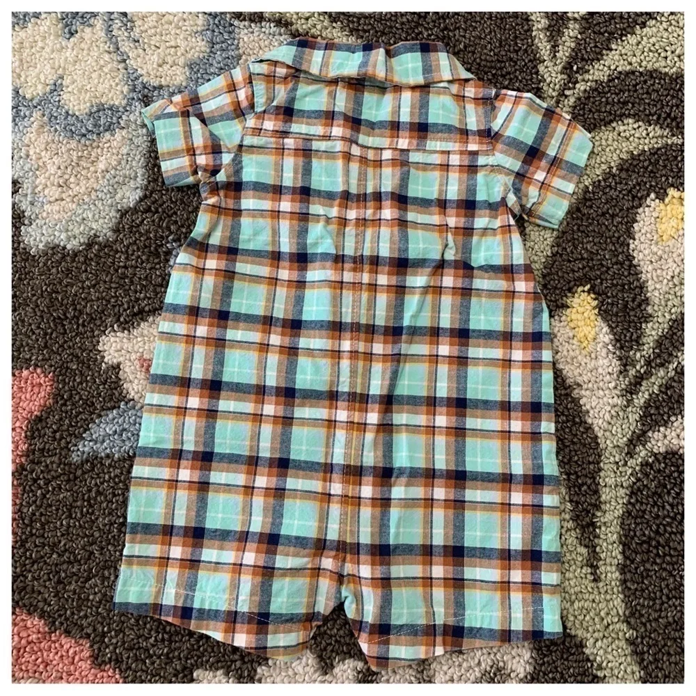 Carter’s Plaid Check Button Snap Playsuit Romper Jumper Baby Outfit 9 Months